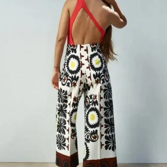 Zara High Waisted Printed Culottes - Picture 3 of 10